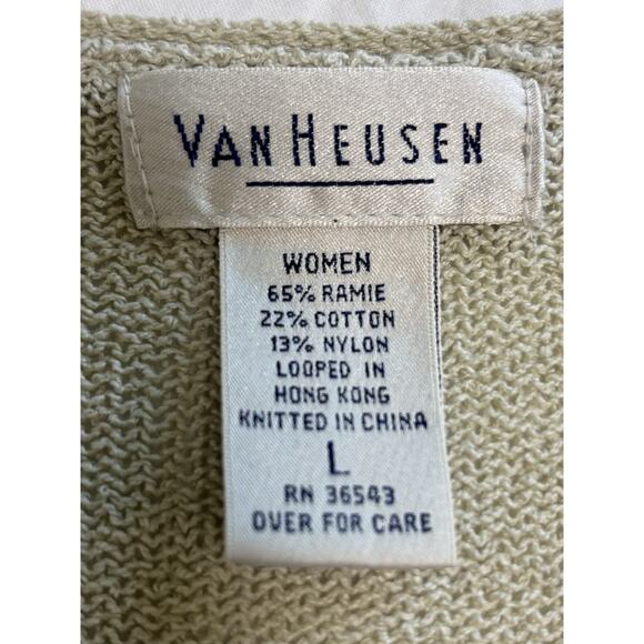 VTG Van Heusen Cardigan Women’s Size L Grannycore Ramie Cotton Knit Button Up - Picture 6 of 9
